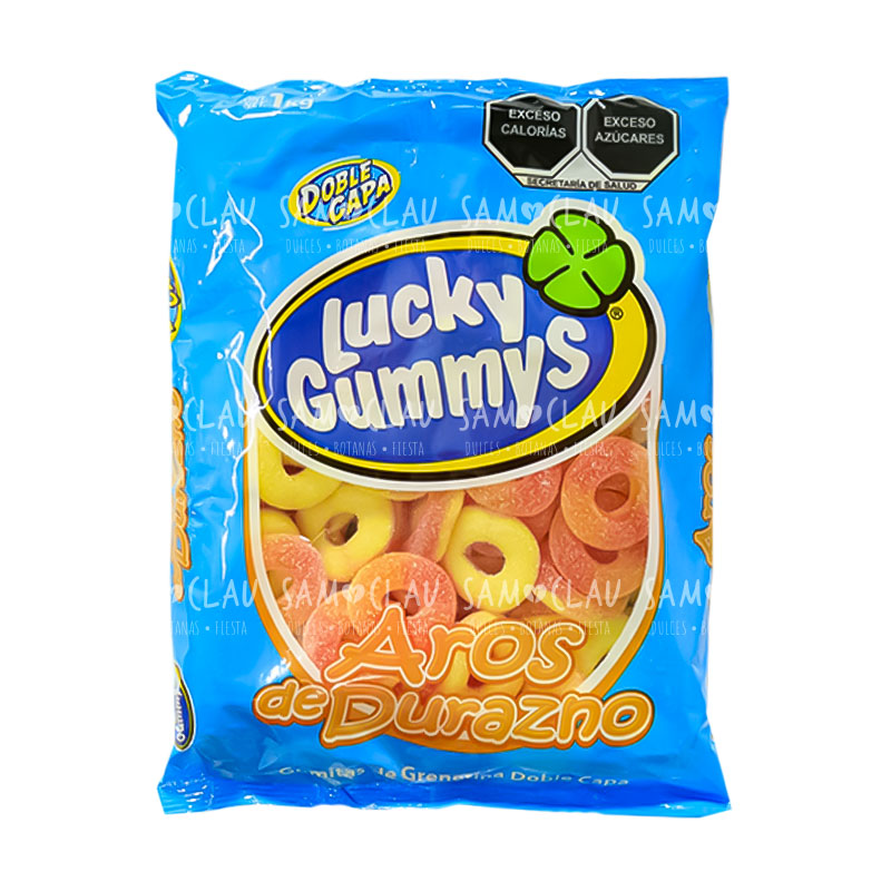 LUCKY GUMMYS AROS DE DURAZNO 1KG 1C/8BLS