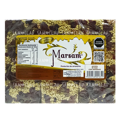 [A00031] ALEGRIA DE NUEZ CON ARANDANO MARSAM 1C/18PZ