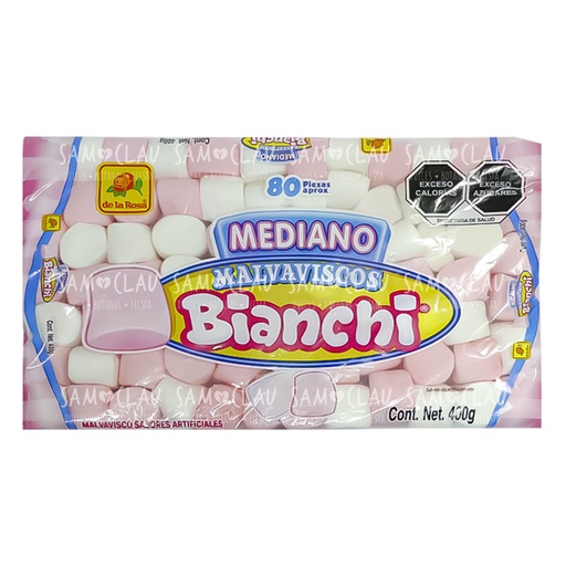 [A00179] BOMBON MEDIANO BLANCO Y ROSA 400GR 1CJ/15BL
