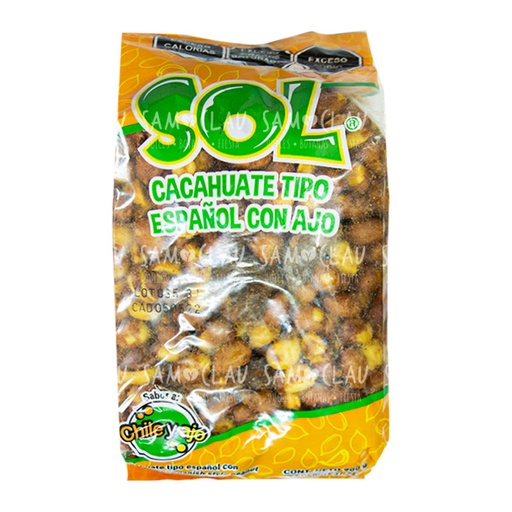 [A00274] CACAHUATE SOL ESPAÑOL C/AJO 900G 1CJ/30BLS