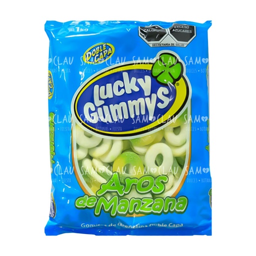 [A00979] LUCKY GUMMYS AROS DE MANZANA 1KG 1C/8BLS
