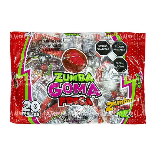[A01931] ZUMBA GOMA FRESA 20PZ 1CJ/20BLS